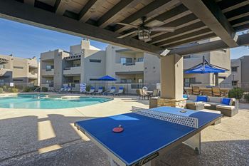Picturesque pool and cabana setting